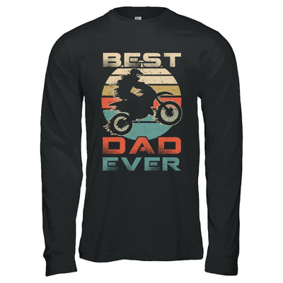 Vintage Best Motocross Dad Ever Gift Father's Day-T-Shirt & Hoodie-Long Sleeve T-Shirt-Black