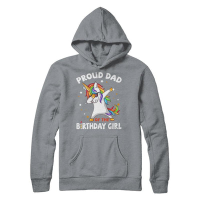 Proud Dad Of The Birthday Girl Unicorn Fathers Day-T-Shirt & Hoodie-Hanes - Heavyweight Pullover Hoodie-Light Steel