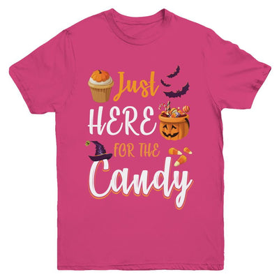 Just Here For The Candy Funny Halloween Kids Boy Girl Youth-Youth Shirt-Youth T-Shirt-Heliconia