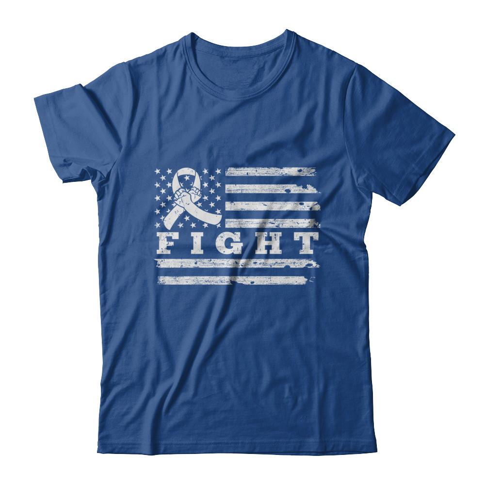 Fight Clear Ribbon US Flag Lung Cancer Awareness-T-Shirt & Hoodie-Classic T-Shirt-Royal