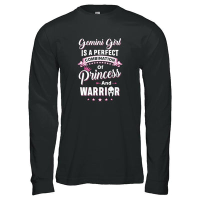 Gemini Girl Princess Warrior May June Birthday-T-Shirt & Tank Top-Long Sleeve T-Shirt-Black