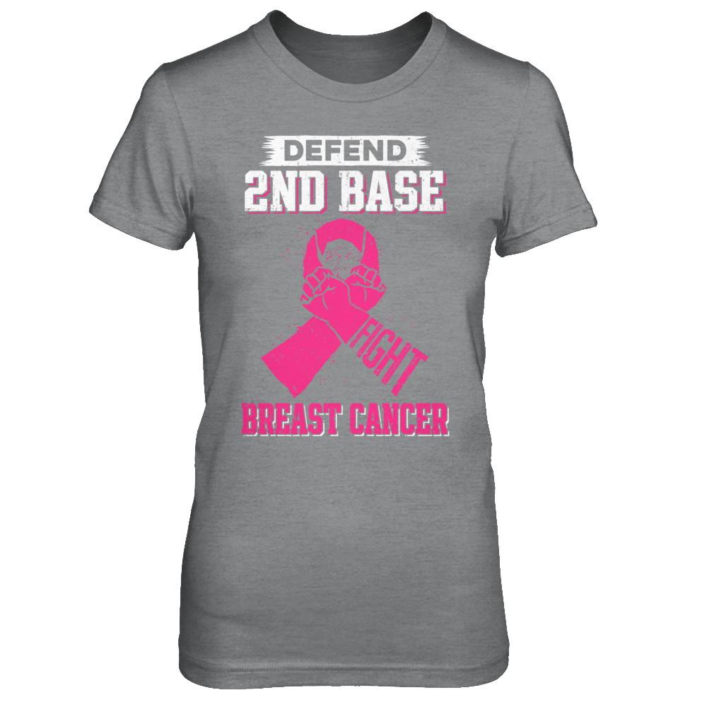 Defend 2nd Base Fight Breast Cancer Awareness-T-Shirt & Hoodie-Women's T-Shirt-Sport Grey
