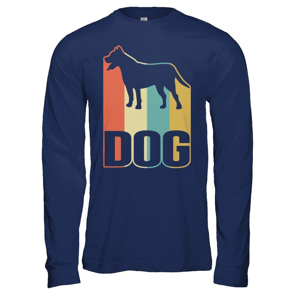 Classic Vintage Retro Style Dog-T-Shirt & Hoodie-Long Sleeve T-Shirt-Navy