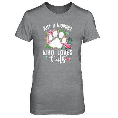Just A Woman Who Loves Cats-T-Shirt & Tank Top-Women's T-Shirt-Sport Grey