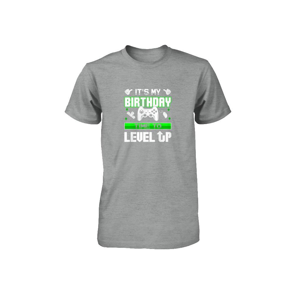 It's My Birthday Time To Level Up Youth-Youth Shirt-Toddler T-Shirt-Heather