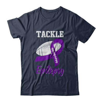 Football Survivor Tackle Purple Epilepsy Awareness-T-Shirt & Hoodie-Classic T-Shirt-Navy