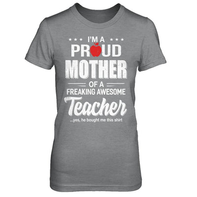 I'm A Proud Mother From Awesome Teacher Son Mom-T-Shirt & Hoodie-Women's T-Shirt-Sport Grey