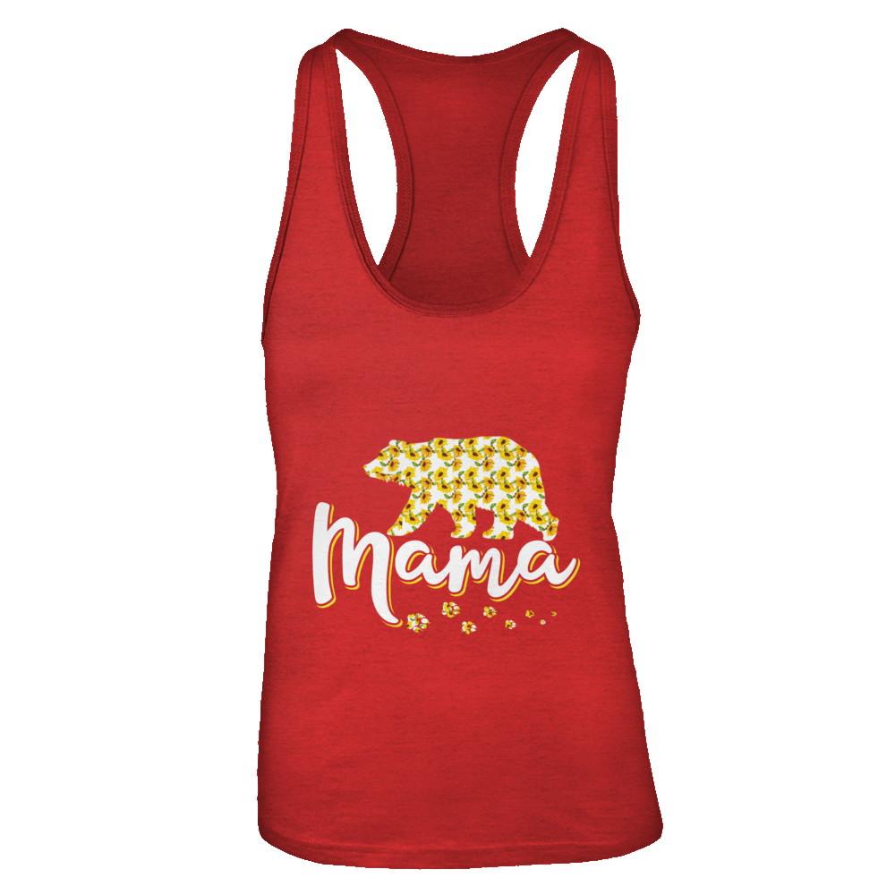 Sunflower Bear Mothers Day Gift Flowers Mama Floral-T-Shirt & Tank Top-Women's Ideal Racerback Tank-Red