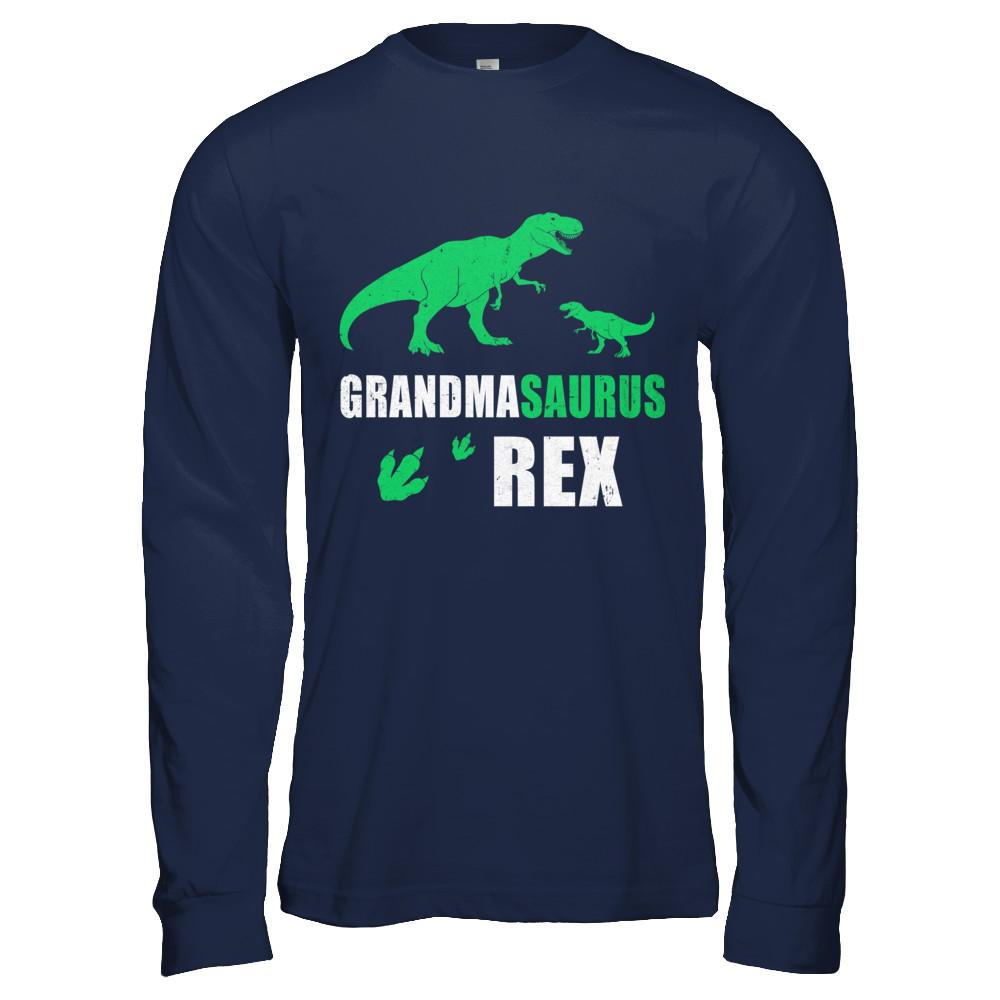 Dinosaur T-Rex Grandmasaurus Grandma Saurus Mothers Day-T-Shirt & Hoodie-Long Sleeve T-Shirt-Navy