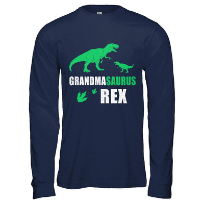 Dinosaur T-Rex Grandmasaurus Grandma Saurus Mothers Day-T-Shirt & Hoodie-Long Sleeve T-Shirt-Navy
