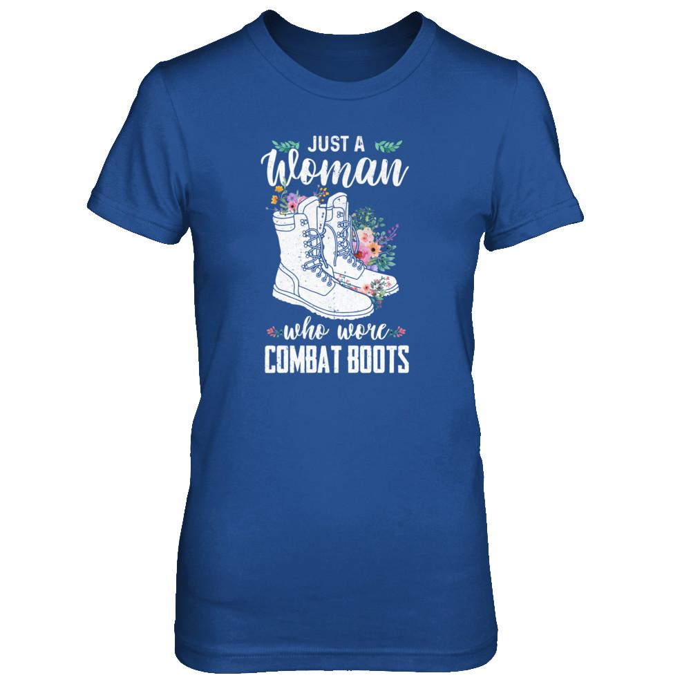 Just A Woman Who Wore Combat Boots Veteran-T-Shirt & Tank Top-Women's T-Shirt-Royal