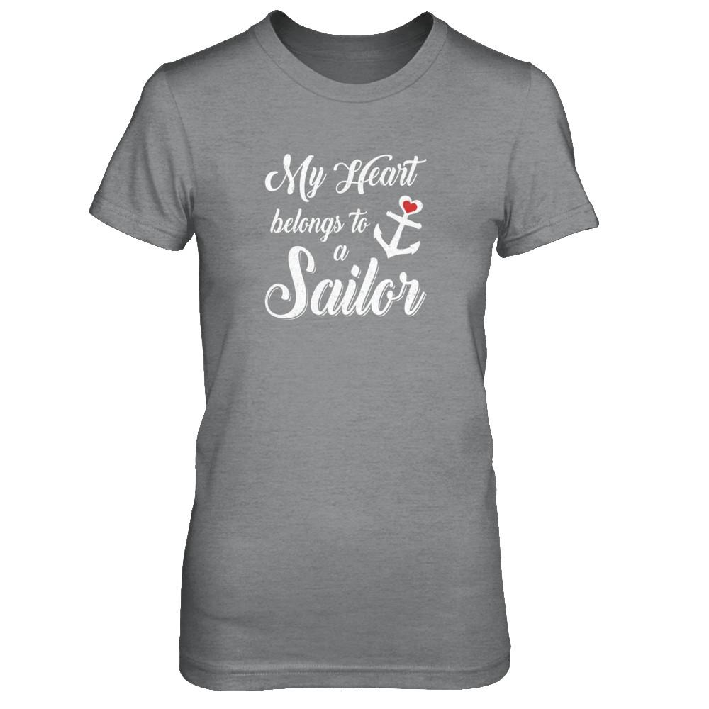 My Heart Belongs To A Sailor Wife Gift-T-Shirt & Tank Top-Women's T-Shirt-Sport Grey