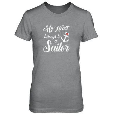 My Heart Belongs To A Sailor Wife Gift-T-Shirt & Tank Top-Women's T-Shirt-Sport Grey