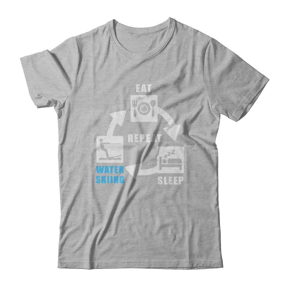 Eat Sleep Water Skiing Repeat Funny Lake Sports-T-Shirt & Hoodie-Premium T-Shirt-Heather Gray