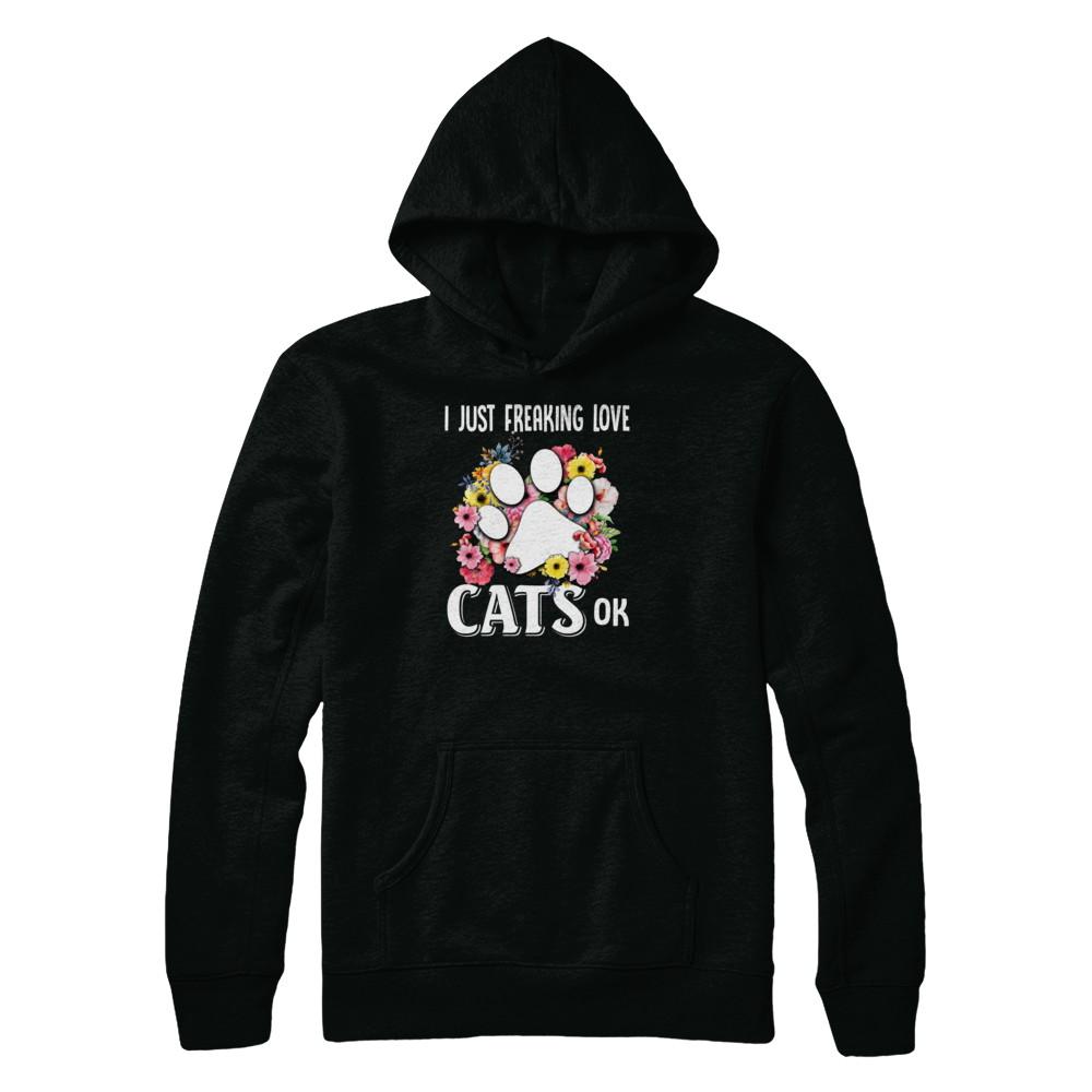 I Just Freaking Love Cats-T-Shirt & Tank Top-Pullover Hoodie-Black