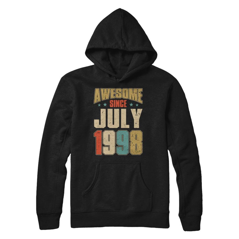 Vintage Retro Awesome Since July 1998 23th Birthday-T-Shirt & Hoodie-Pullover Hoodie-Black