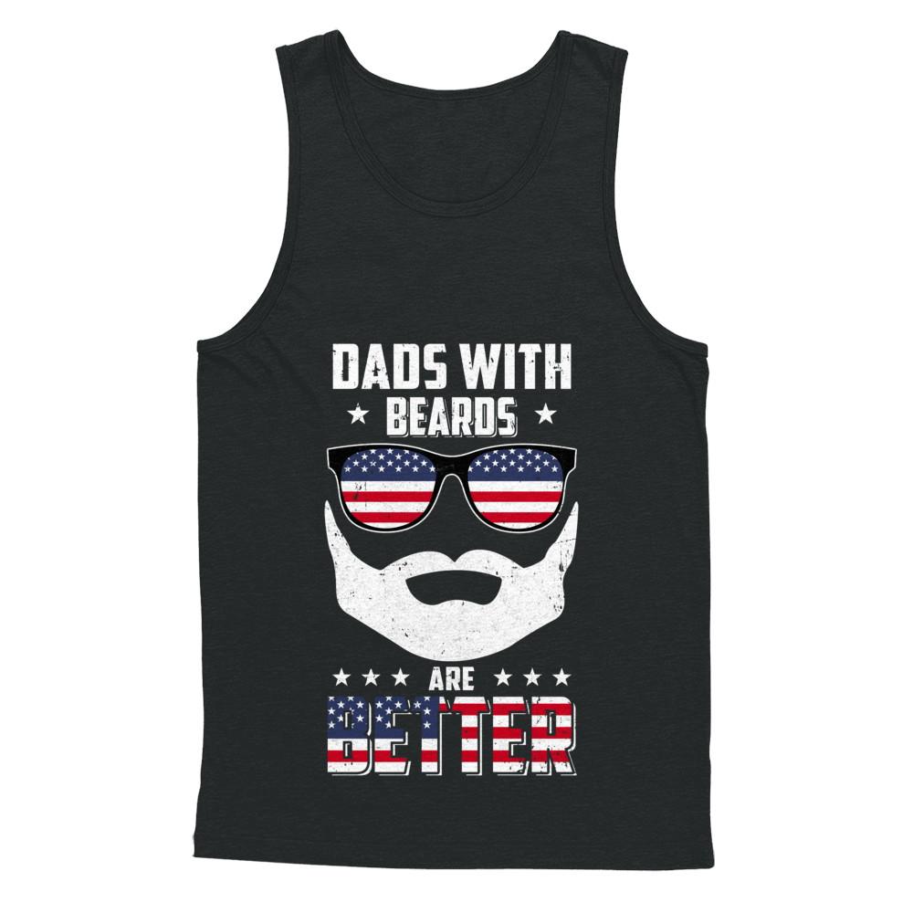 Dads With Beards Are Better American Flag Fathers Day-T-Shirt & Hoodie-Unisex Tank-Black