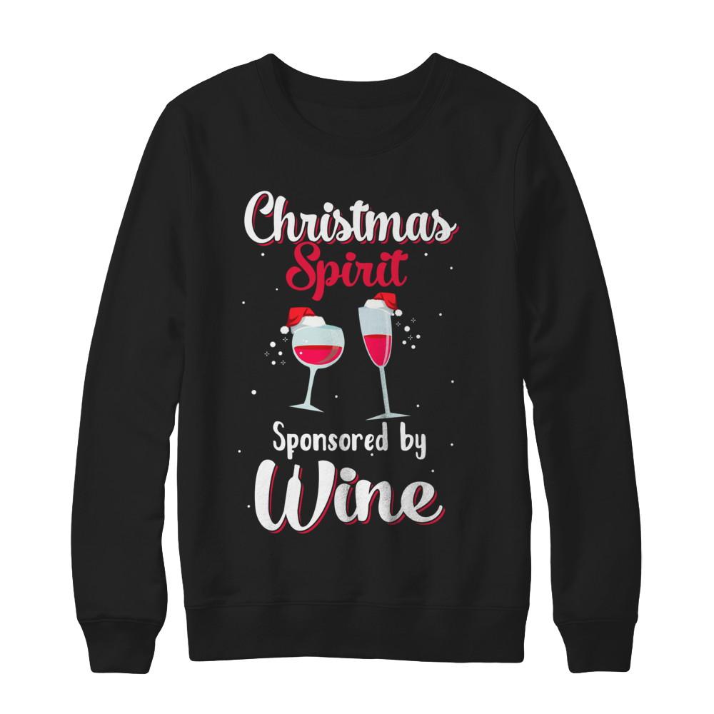 Holiday Party Christmas Spirit Sponsored By Wine-T-Shirt & Sweatshirt-Crewneck Sweatshirt-Black