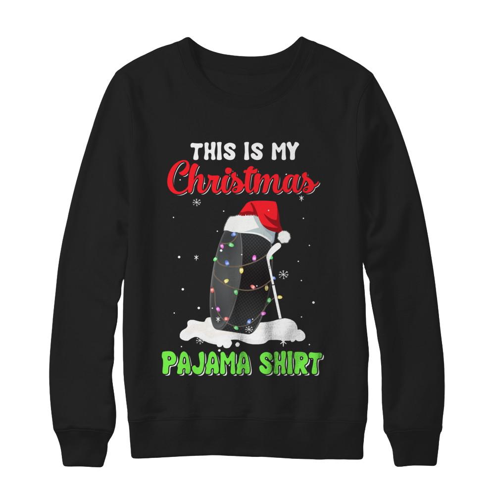 This Is My Christmas Pajama Xmas Hockey Santa-T-Shirt & Sweatshirt-Crewneck Sweatshirt-Black