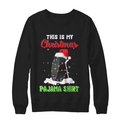 This Is My Christmas Pajama Xmas Hockey Santa-T-Shirt & Sweatshirt-Crewneck Sweatshirt-Black