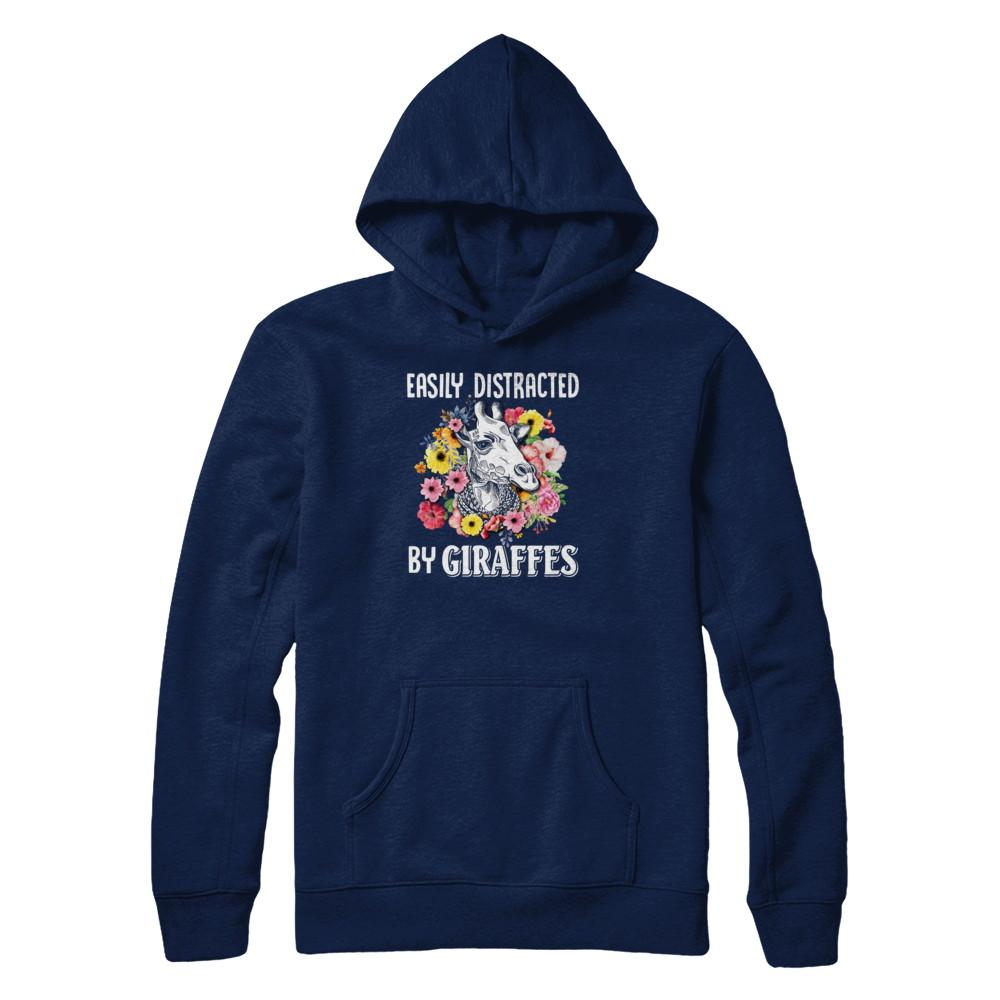 Easily Distracted By Giraffes-T-Shirt & Tank Top-Pullover Hoodie-Navy