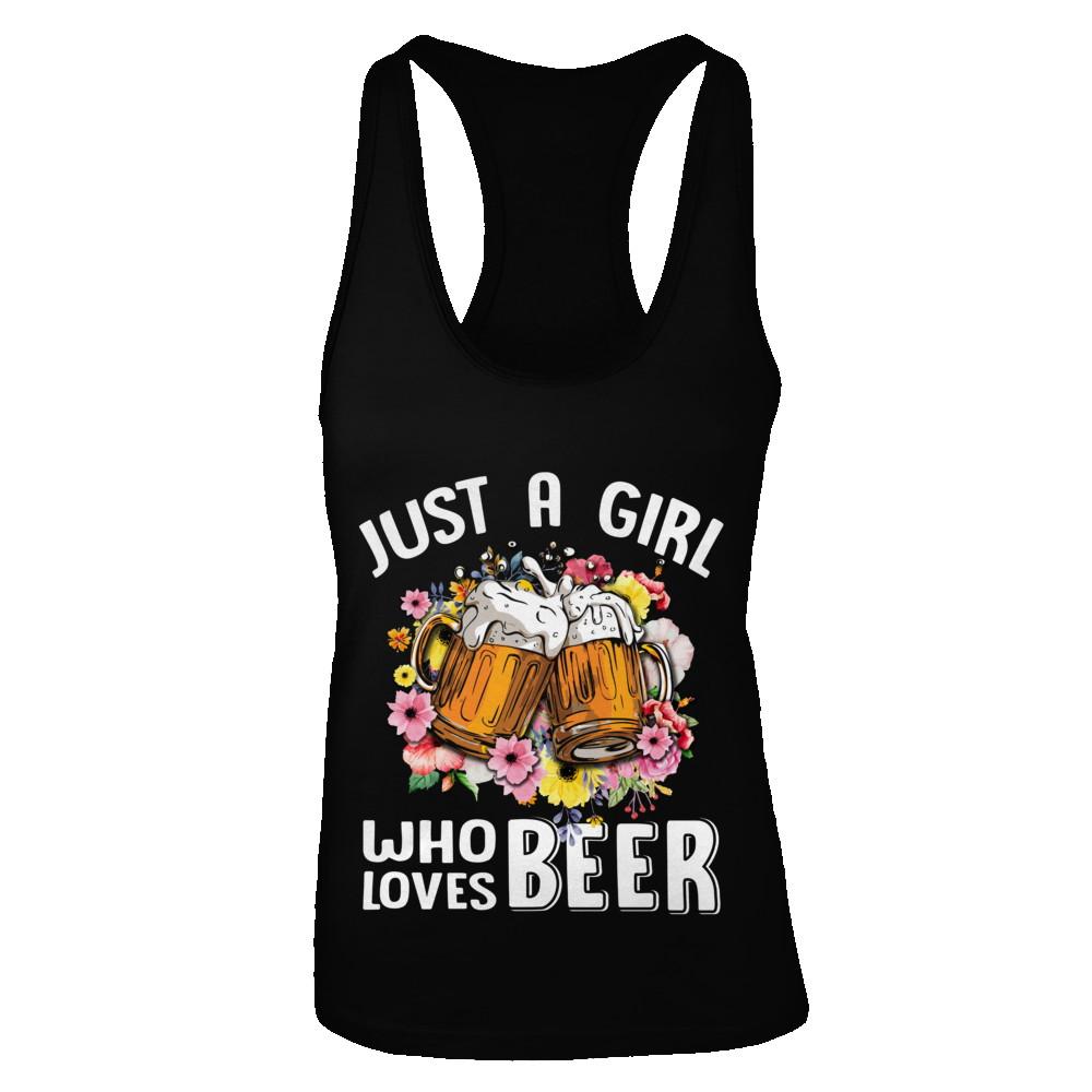 Just A Woman Who Loves Beer-T-Shirt & Tank Top-Women's Ideal Racerback Tank-Black
