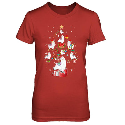 Llama Christmas Tree Decor Xmas Gift-T-Shirt & Sweatshirt-Women's T-Shirt-Red