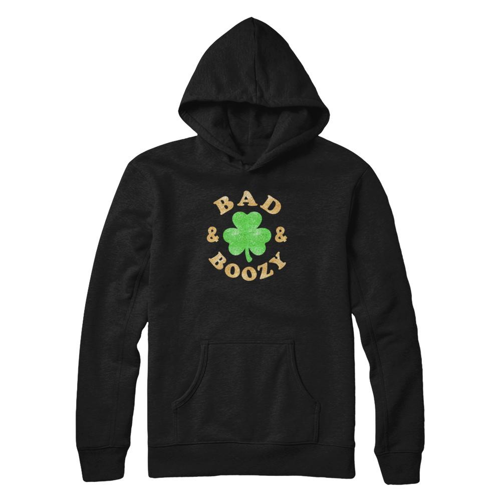 Bad And Boozy Funny St Patrick's Day-T-Shirt & Tank Top-Pullover Hoodie-Black
