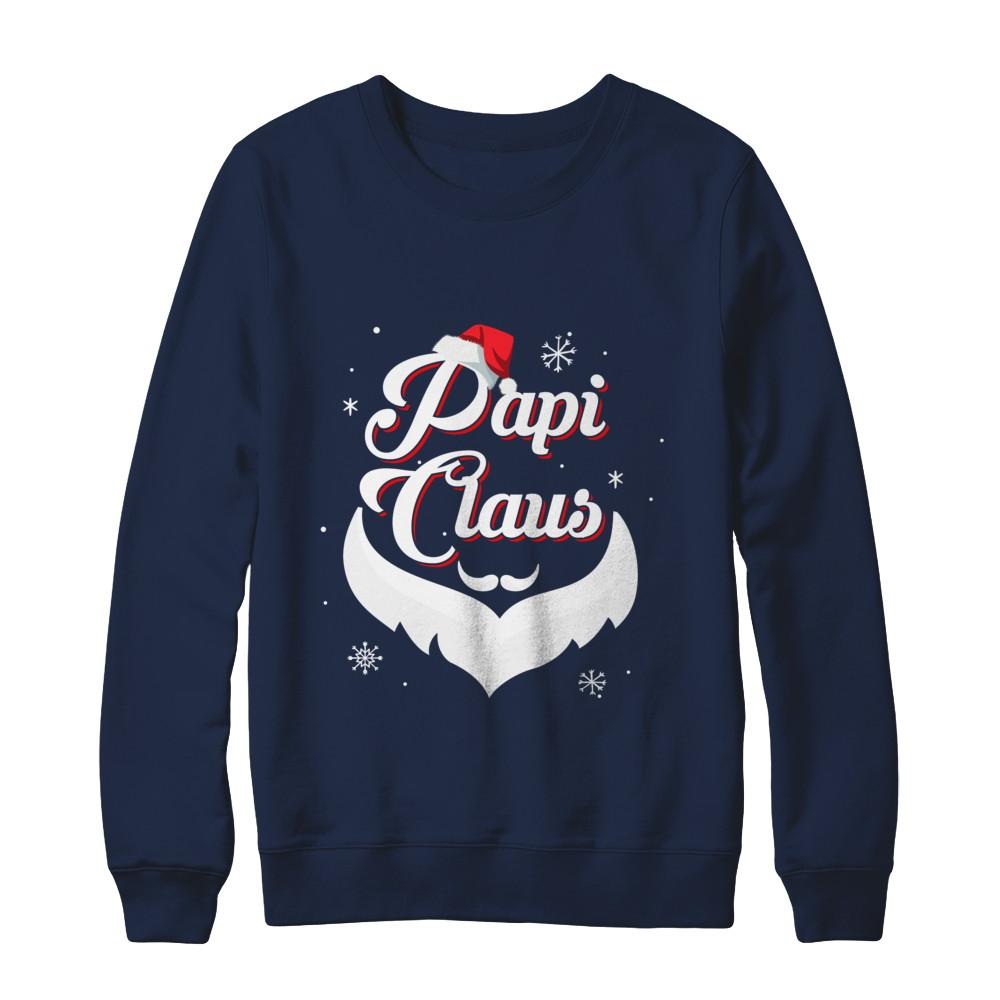 Santa Beard Matching Christmas Pajamas Papi Claus-T-Shirt & Sweatshirt-Crewneck Sweatshirt-Navy