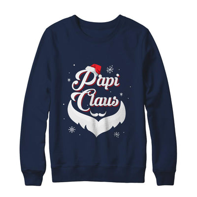 Santa Beard Matching Christmas Pajamas Papi Claus-T-Shirt & Sweatshirt-Crewneck Sweatshirt-Navy