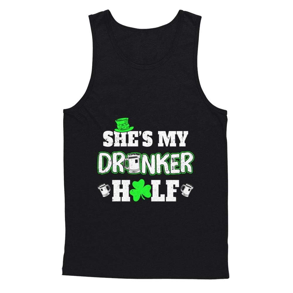 She's My Drunker Half St Patrick's Day Couples-T-Shirt & Hoodie-Unisex Tank-Black