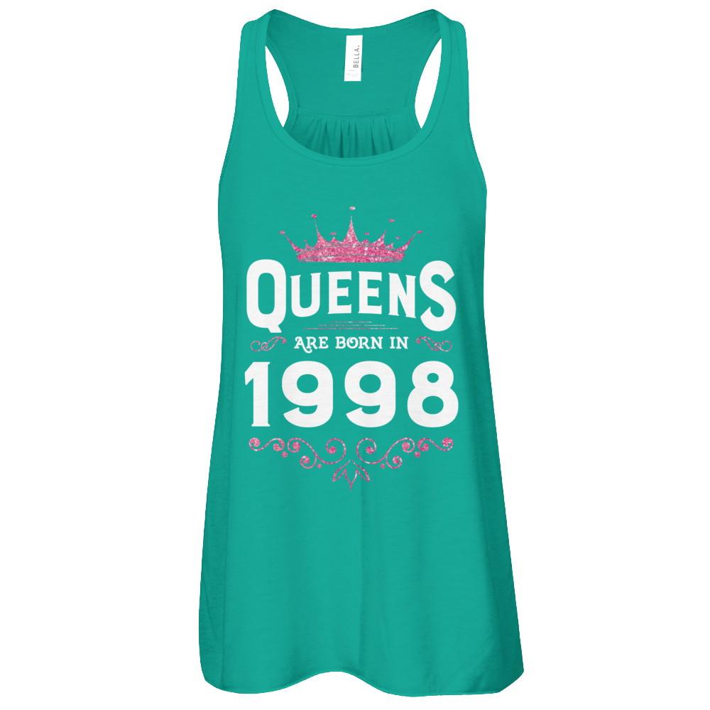 Queens Are Born In 1998 Birthday Gift-T-Shirt & Tank Top-Women's Flowy Racerback Tank-Kelly