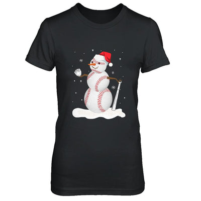 Christmas Baseball Snowman Christmas-T-Shirt & Sweatshirt-Women's T-Shirt-Black