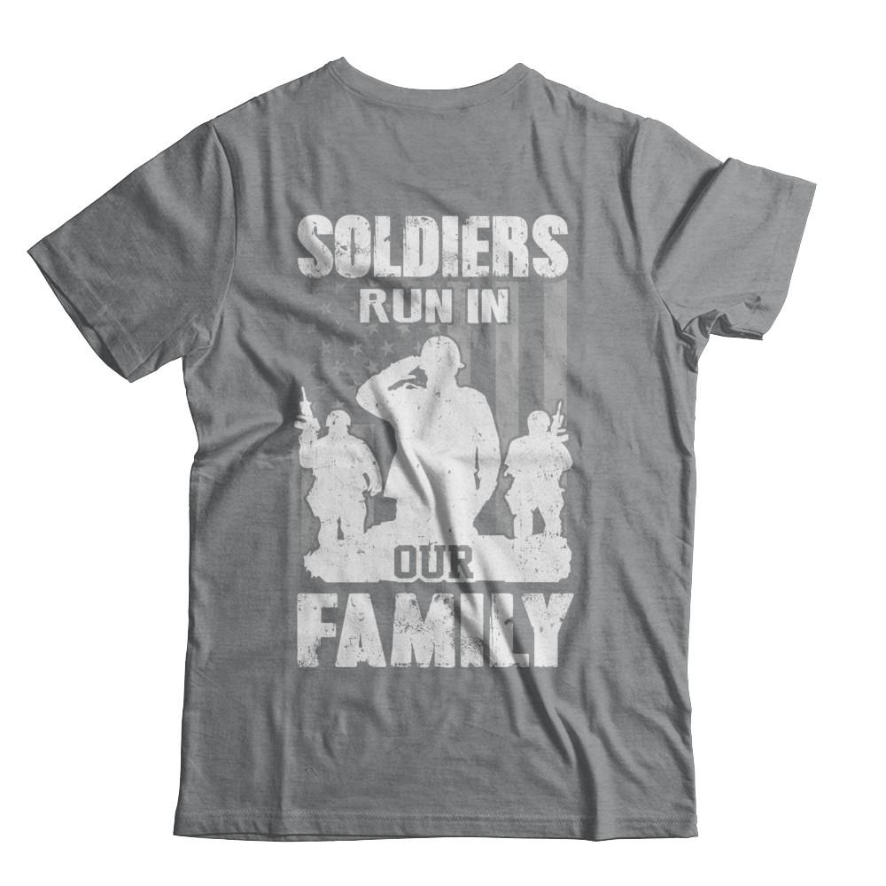 Soldiers Run In Our Family Veteran Dad Son-T-Shirt & Hoodie-Classic T-Shirt-Sport Grey