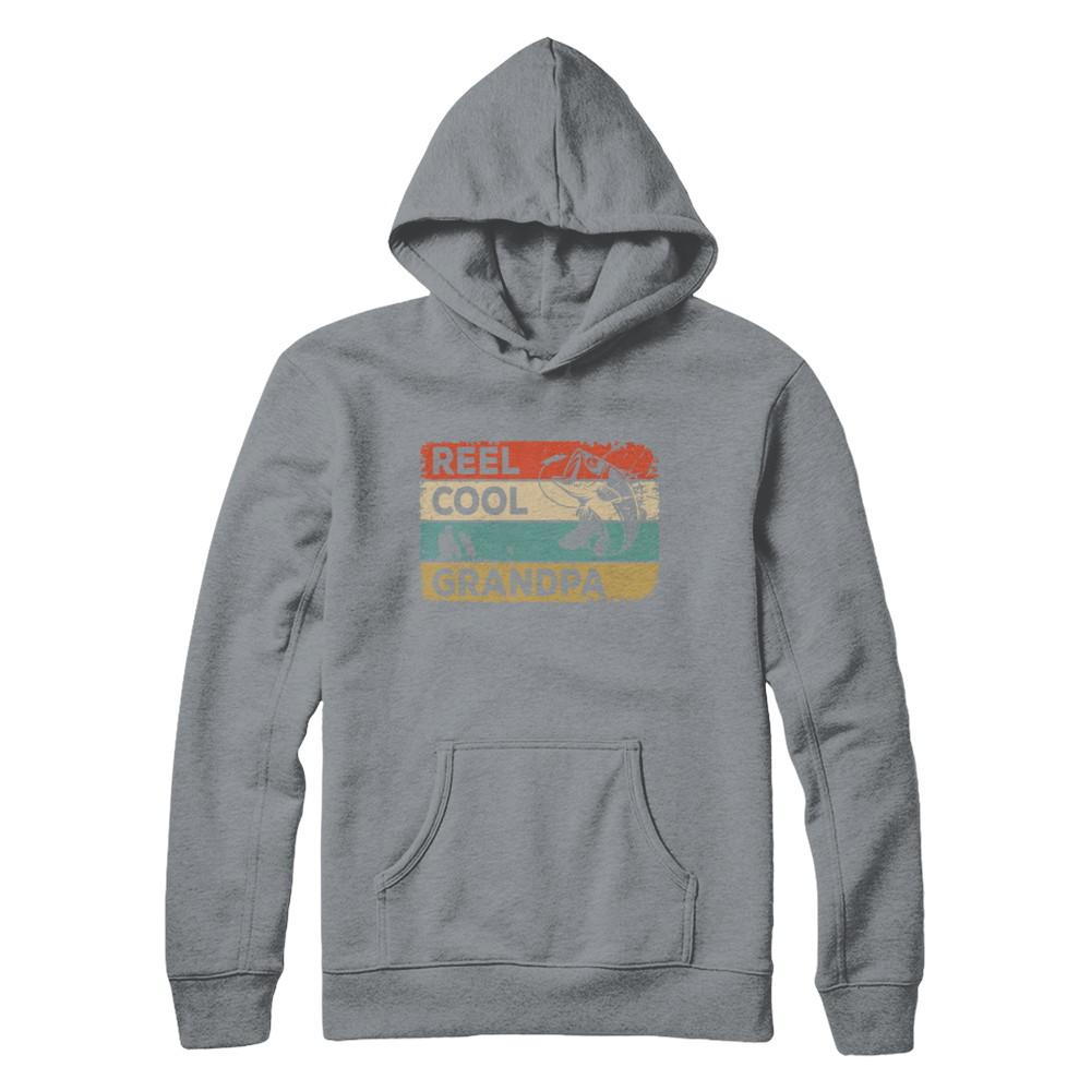 Vintage Reel Cool Grandpa Fish Fishing Fathers Day-T-Shirt & Hoodie-Pullover Hoodie-Light Steel