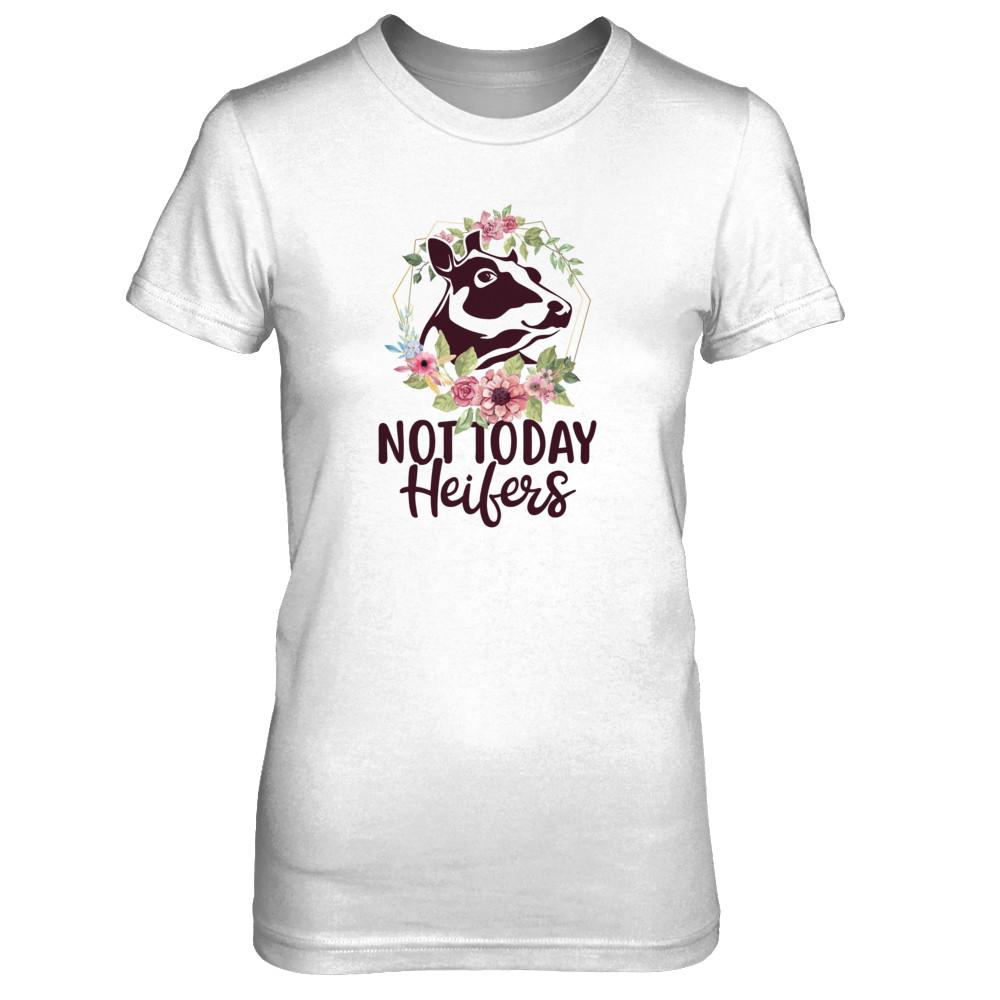 Funny Farmer Women Girl Cow Not Today Heifer-T-Shirt & Tank Top-Women's T-Shirt-Heather Grey