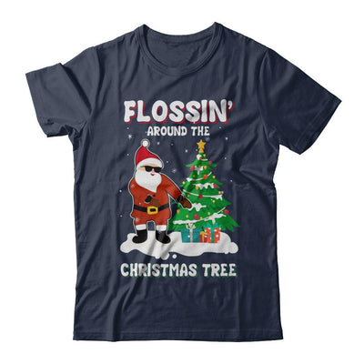 Flossin' Around The Christmas Tree Flossing Santa-T-Shirt & Hoodie-Classic T-Shirt-Navy