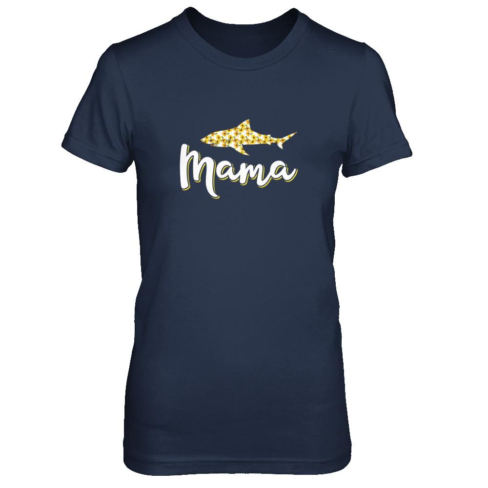 Sunflower Mama Shark Flowers Mothers Day Gift-T-Shirt & Tank Top-Women's T-Shirt-Navy