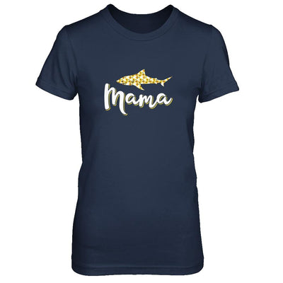 Sunflower Mama Shark Flowers Mothers Day Gift-T-Shirt & Tank Top-Women's T-Shirt-Navy