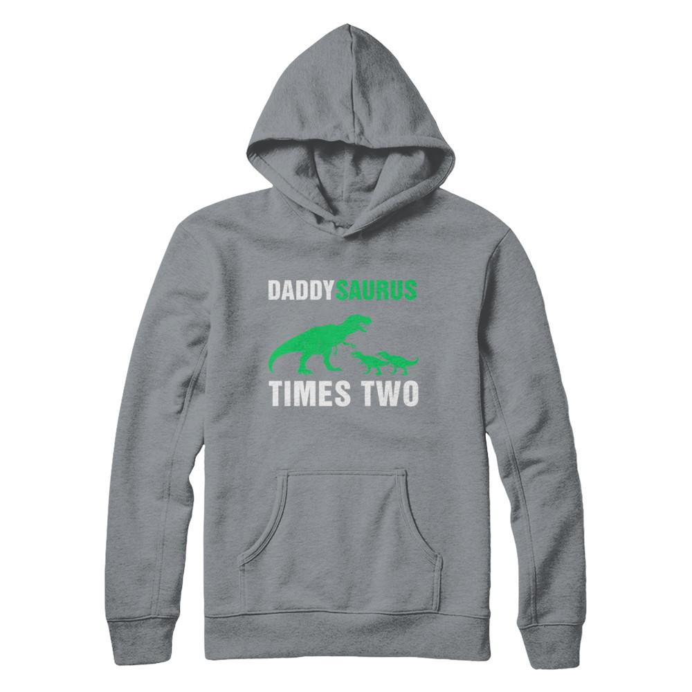 Daddysaurus Times Two Twins Fathers Day-T-Shirt & Hoodie-Pullover Hoodie-Light Steel
