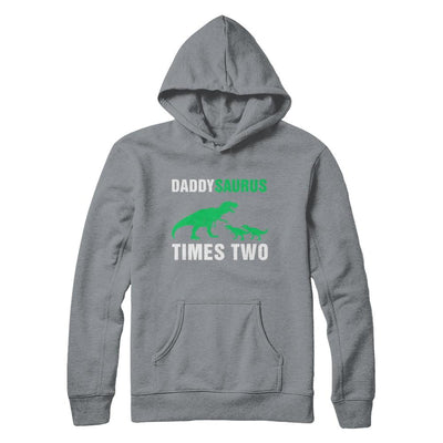 Daddysaurus Times Two Twins Fathers Day-T-Shirt & Hoodie-Pullover Hoodie-Light Steel