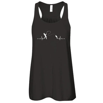 Fishing Heartbeat For Fisherman-T-Shirt & Tank Top-Women's Flowy Racerback Tank-Black