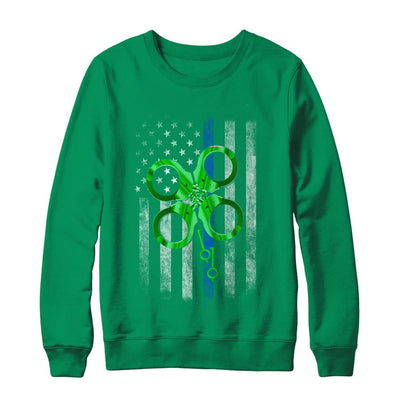 Thin Blue Line Police St Patrick's Day Clover-T-Shirt & Hoodie-Crewneck Sweatshirt-Irish Green