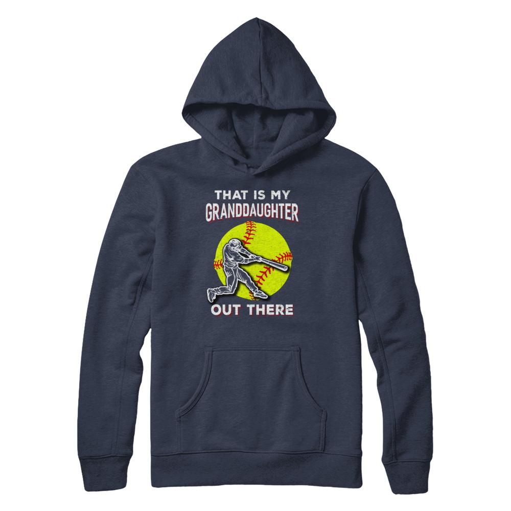 That's My Granddaughter Out There Softball Grandma Papa-T-Shirt & Hoodie-Pullover Hoodie-Navy