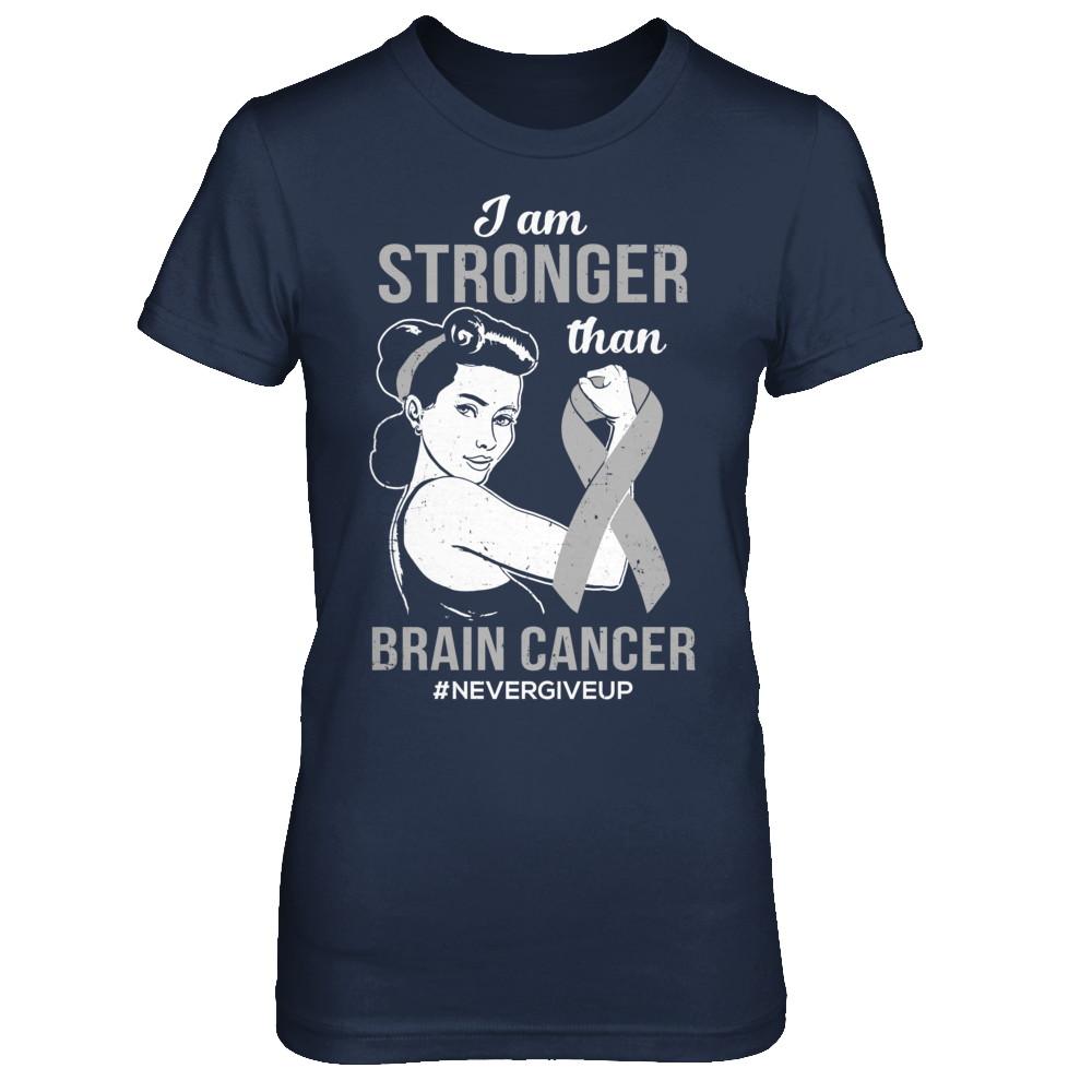 I Am Stronger Than Brain Cancer Awareness Support-T-Shirt & Hoodie-Women's T-Shirt-Navy