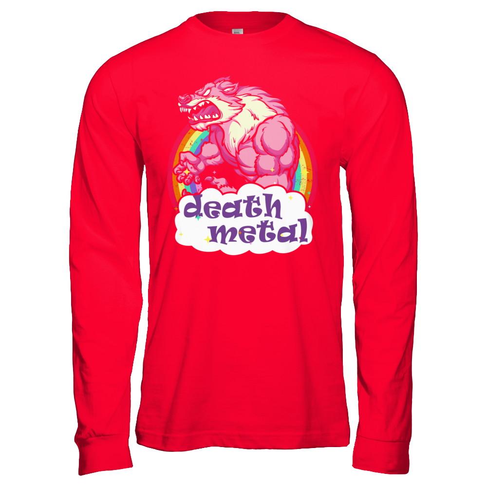 Bear Werewolf Death Metal-T-Shirt & Hoodie-Long Sleeve T-Shirt-Red