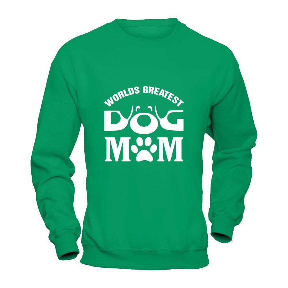 Worlds Greatest Dog Mom-T-Shirt & Hoodie-Crewneck Sweatshirt-Irish Green
