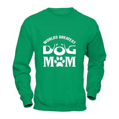 Worlds Greatest Dog Mom-T-Shirt & Hoodie-Crewneck Sweatshirt-Irish Green