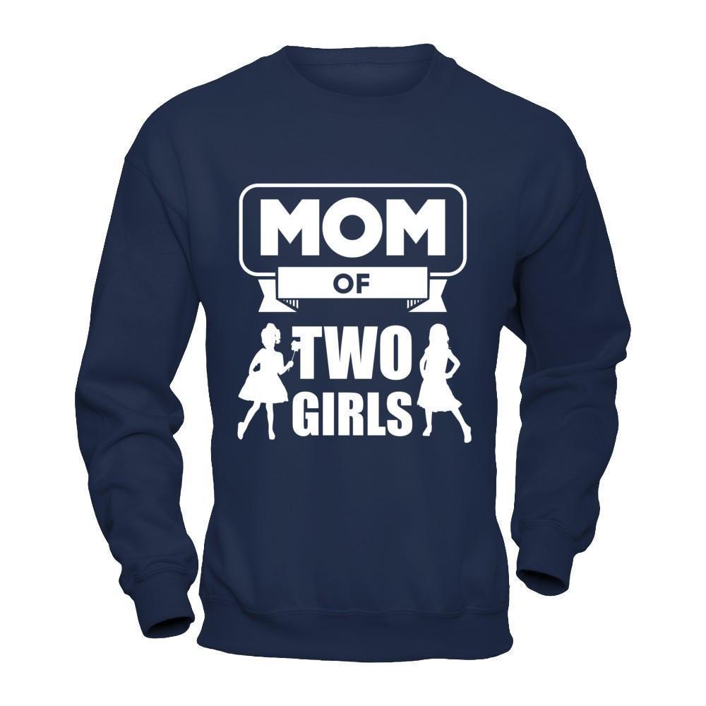 Mom Of Two Girls-T-Shirt & Hoodie-Crewneck Sweatshirt-Navy