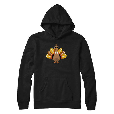 Turkey And Football Thankful Funny Thanksgiving-T-Shirt & Hoodie-Pullover Hoodie-Black
